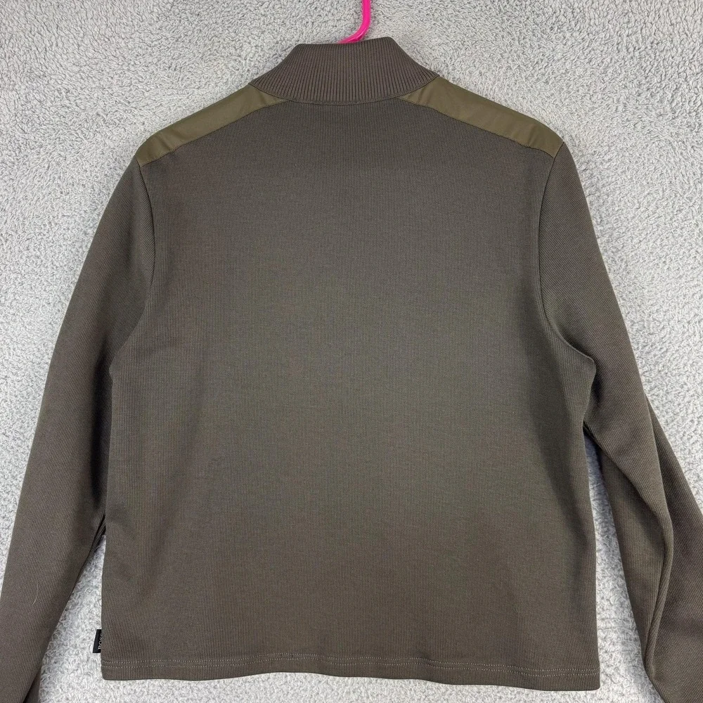 Hugo Boss Sweater Mens Medium Olive Green Mock Neck Snap Placket Regular Fit - Picture 5 of 12